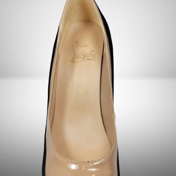 Christian Louboutin Two Tone Leather and Suede Mago Cap Toe Platform Pumps - Picture 9 of 13